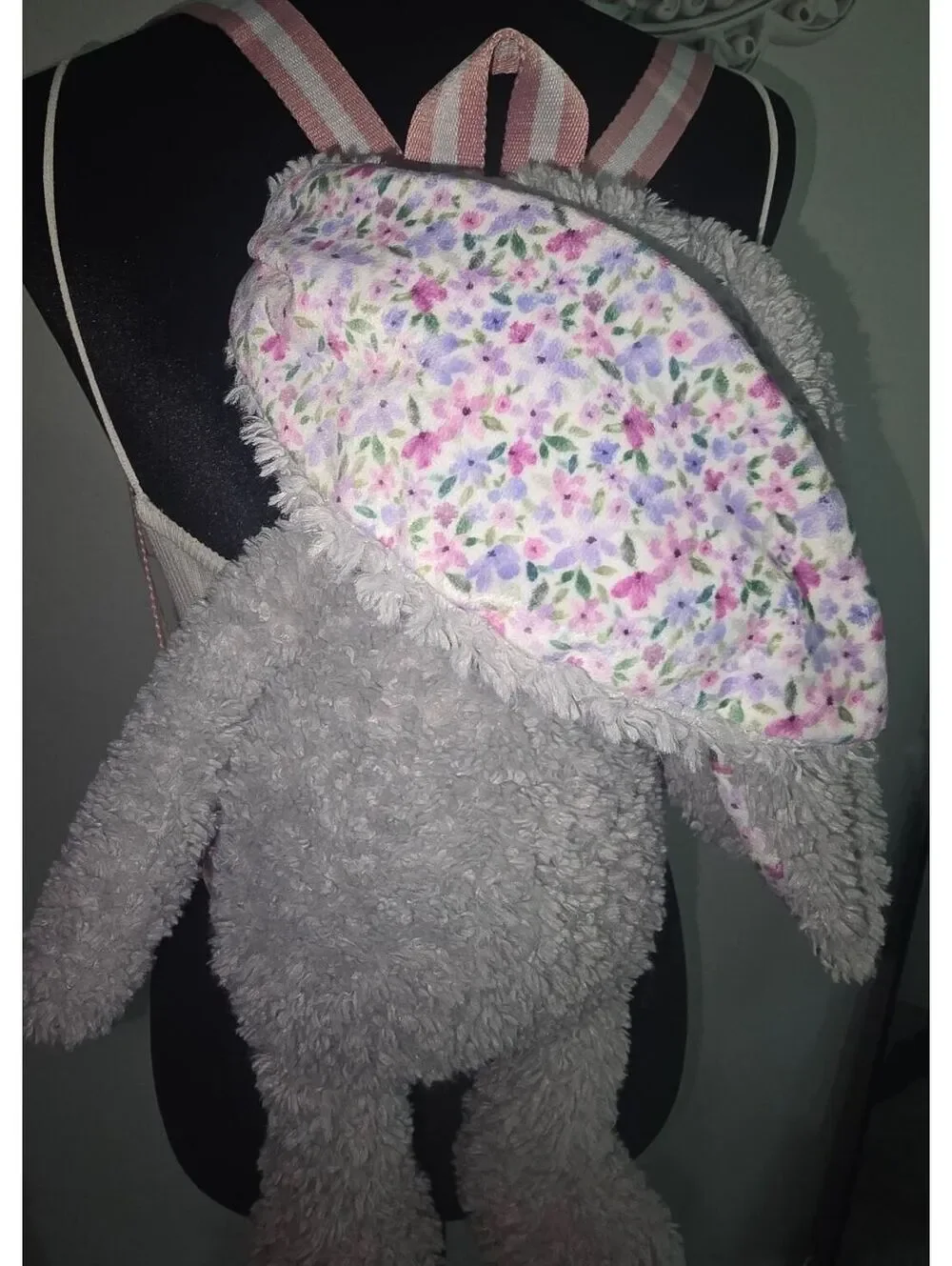 Carried Away Plush Bunny Backpack with Floral Lining